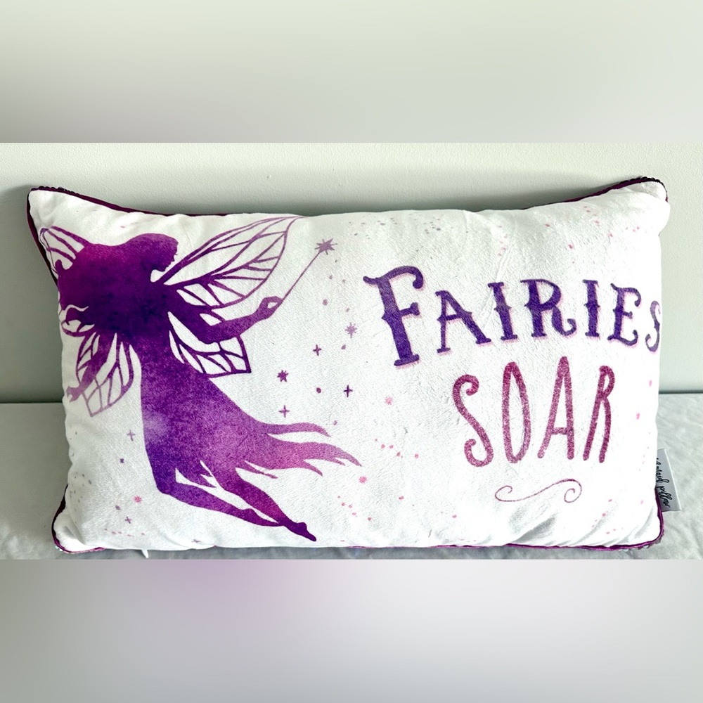 Mermaid Pillow Company “Fairies Soar” Decorative Throw Pillow 20” x 12” Purple